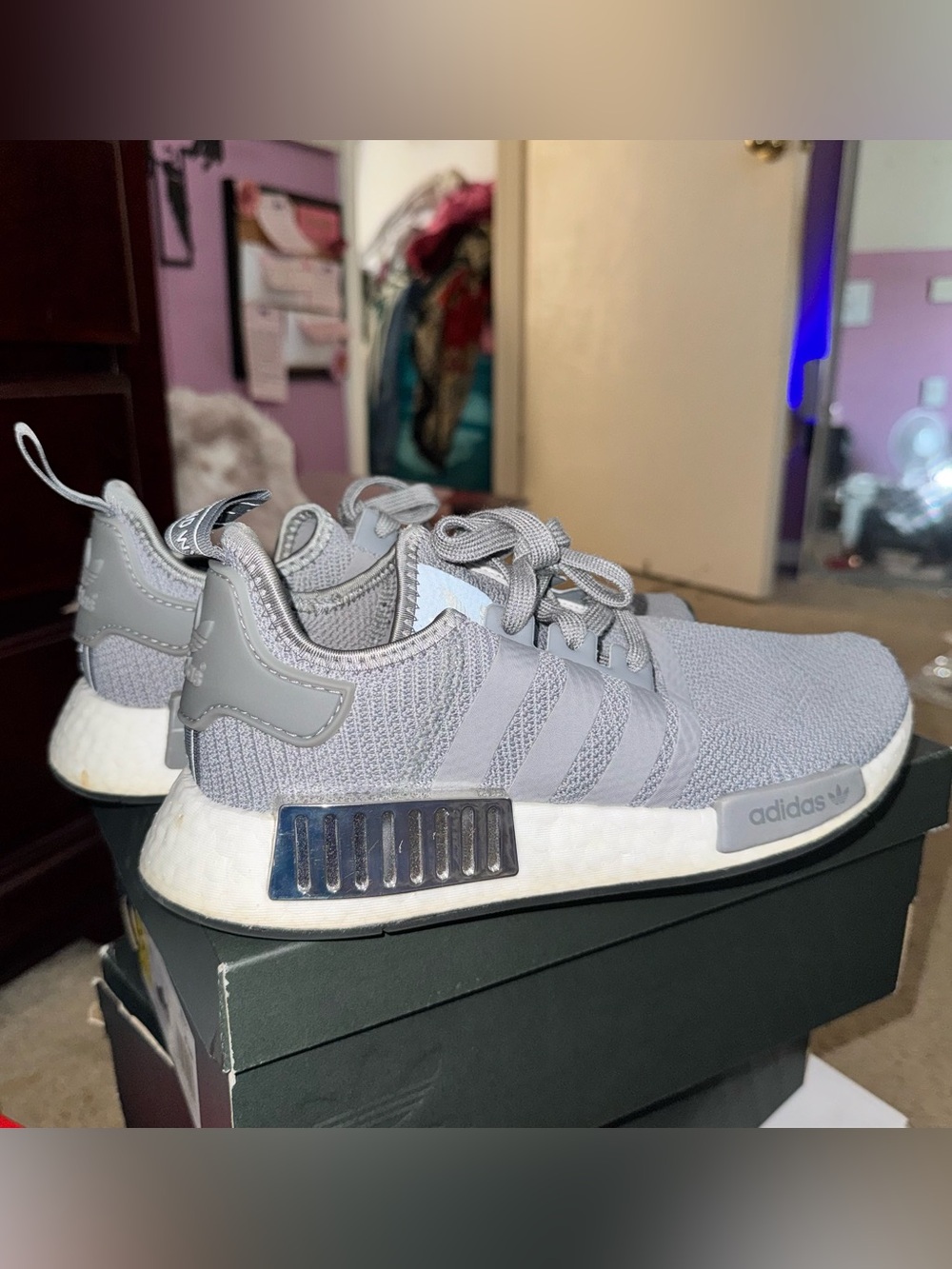 Adidas NMD R1 Grey Silver Metallic Sneakers